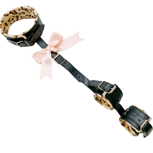 Kit Bdsm Collier Menottes Léopard