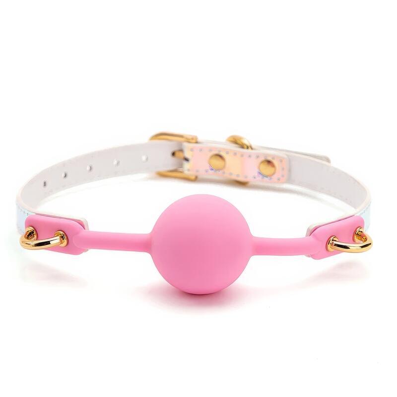 Bâillon Boule Holographique Rose
