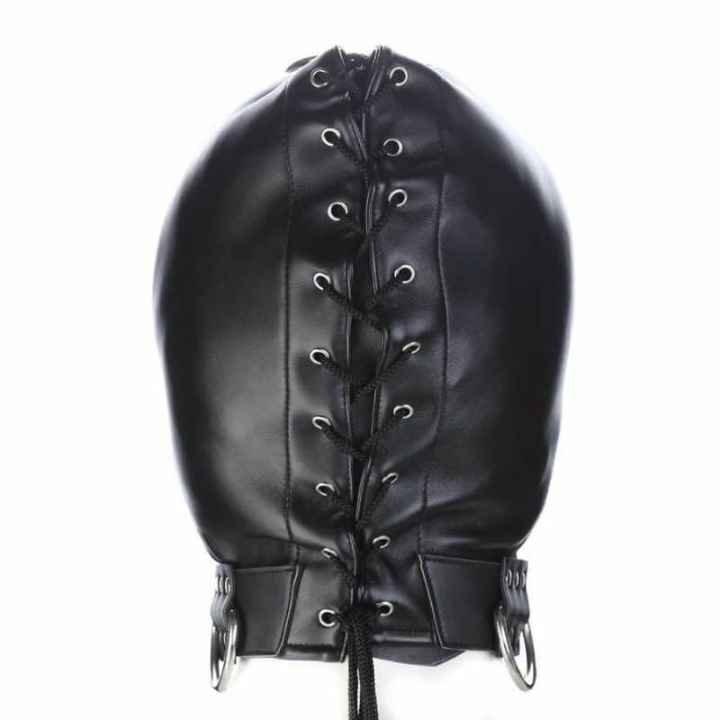 Cagoule BDSM Cuir Noir
