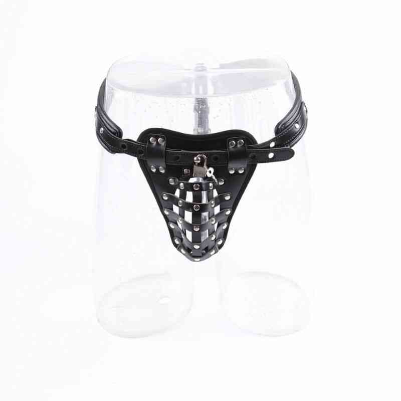 Ceinture de chasteté cuir en noir
