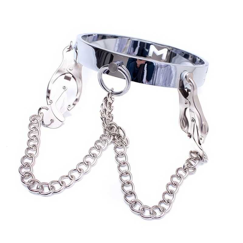 Collier Acier Pinces Tétons Papillon