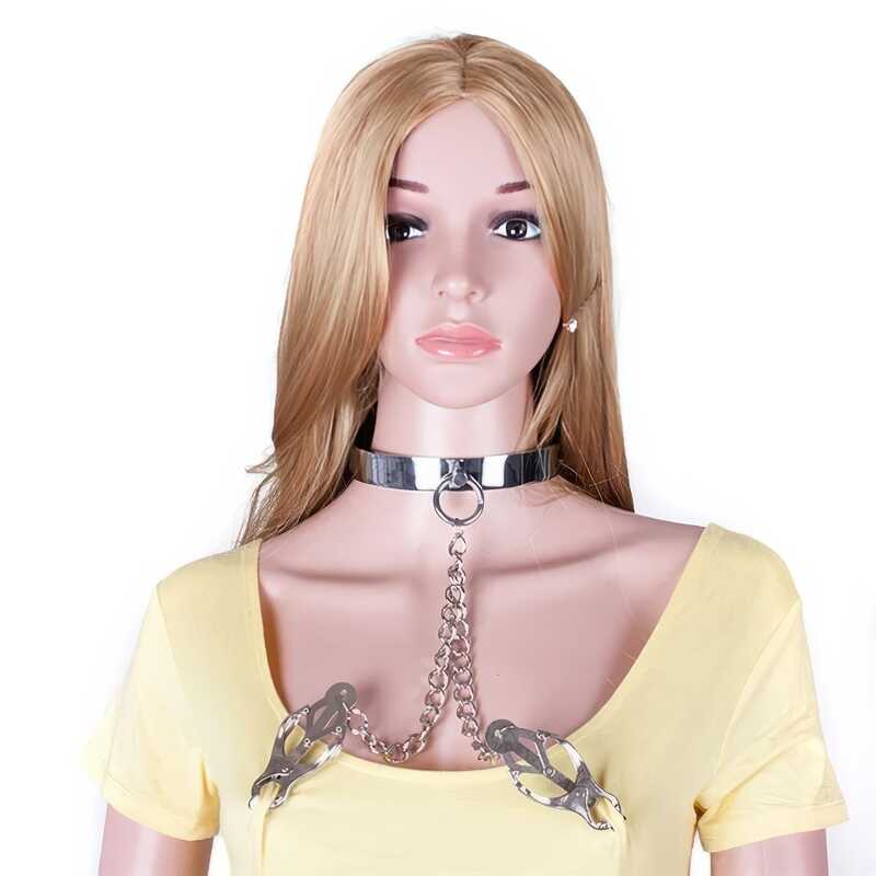 Collier Acier Pinces Tétons Papillon
