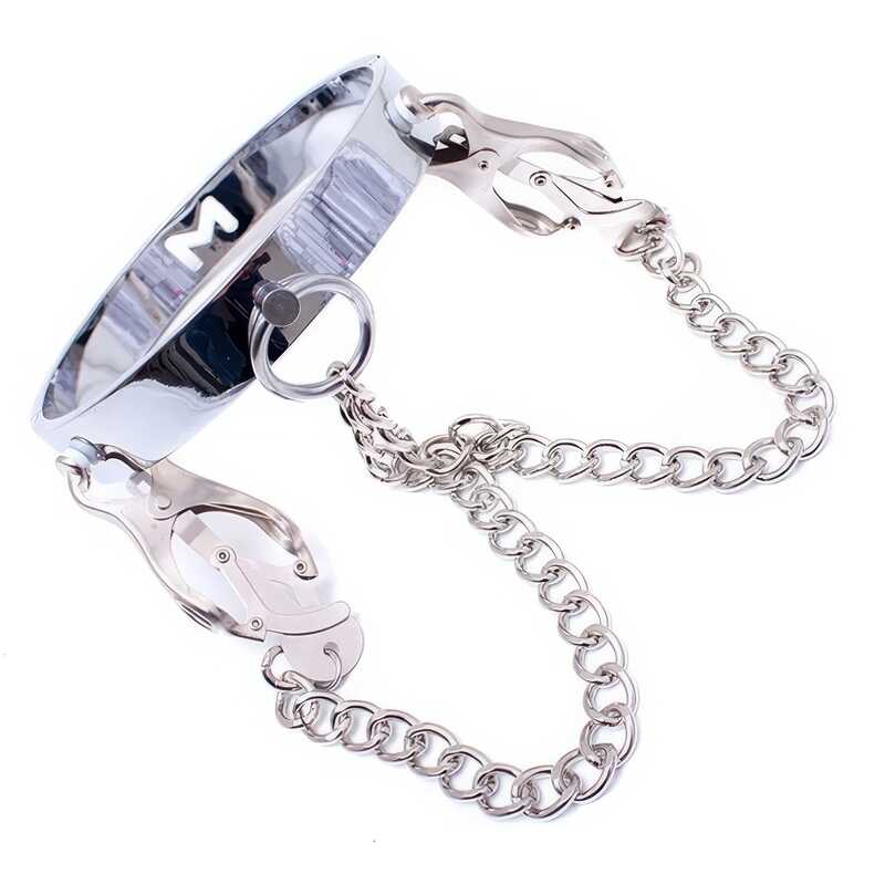 Collier Acier Pinces Tétons Papillon