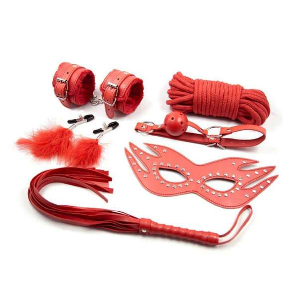 Kit Bdsm Cuir Rouge