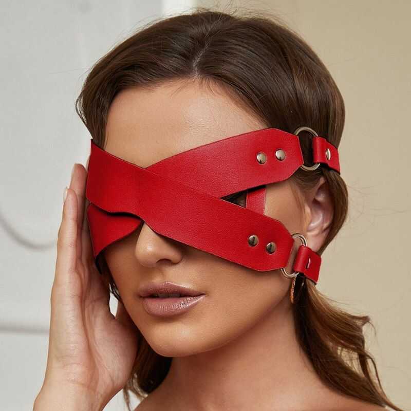 Masque Bandeau Cuir en Rouge