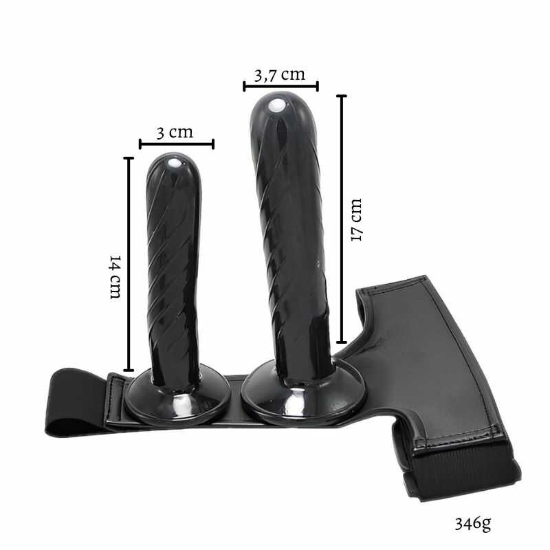 Taille Double Gode Ceinture Noir Vibrant